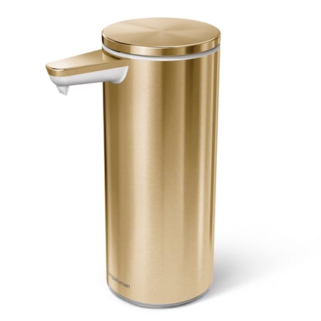 Simplehuman 9 oz. Touch-Free Rechargeable Sensor Liquid Soap Pump Dispenser, Brass Stainless Steel ST1055